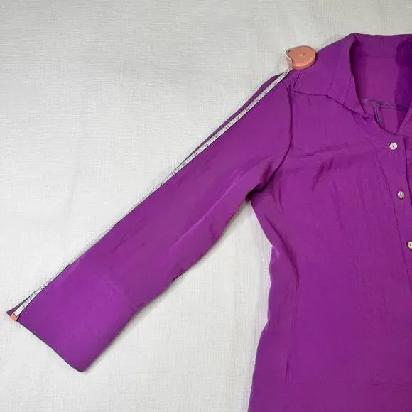 Fridaze Linen Button Blouse Purple Women’s XS Lagenlook Resort Coastal Vacation - Picture 7 of 15